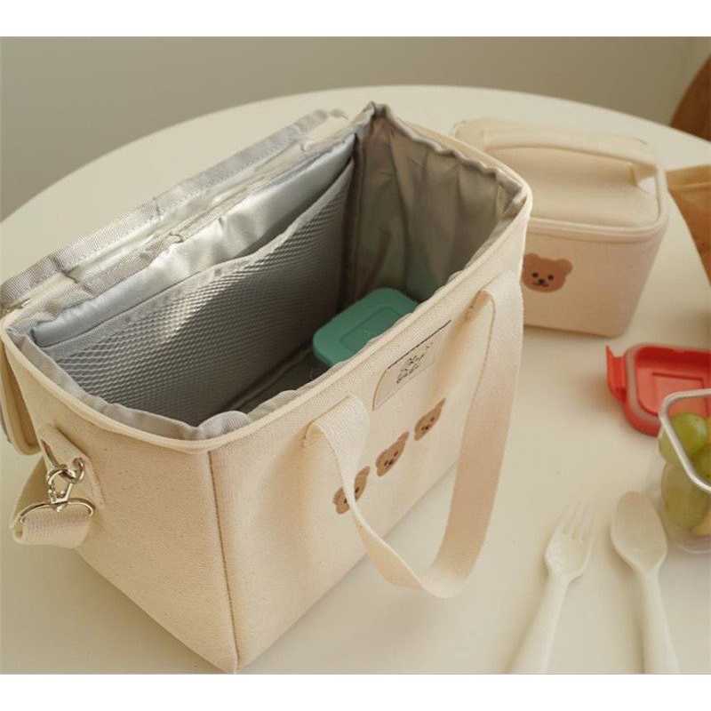 Hàng có sẵn - Túi hộp bỉm sữa thêu hình gấu Kute phong cách Hàn cho các mẹ bỉm sữa hoặc đi du lịch, dã ngoai - Shin Mart