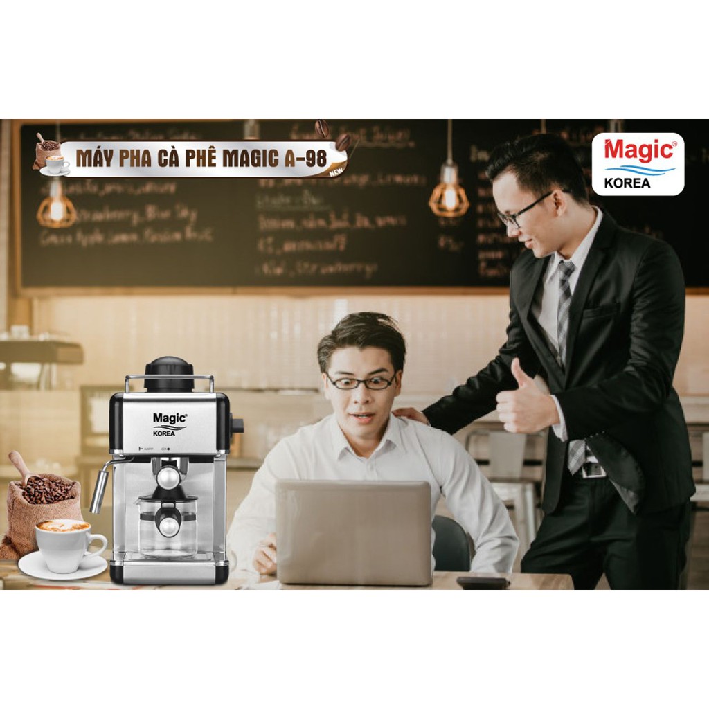 Máy pha cà phê Magic Korea A98 | Công Suất 800W | Bảo Hành Chính Hãng 1 Năm | Tặng Bộ 5 Thố Inox