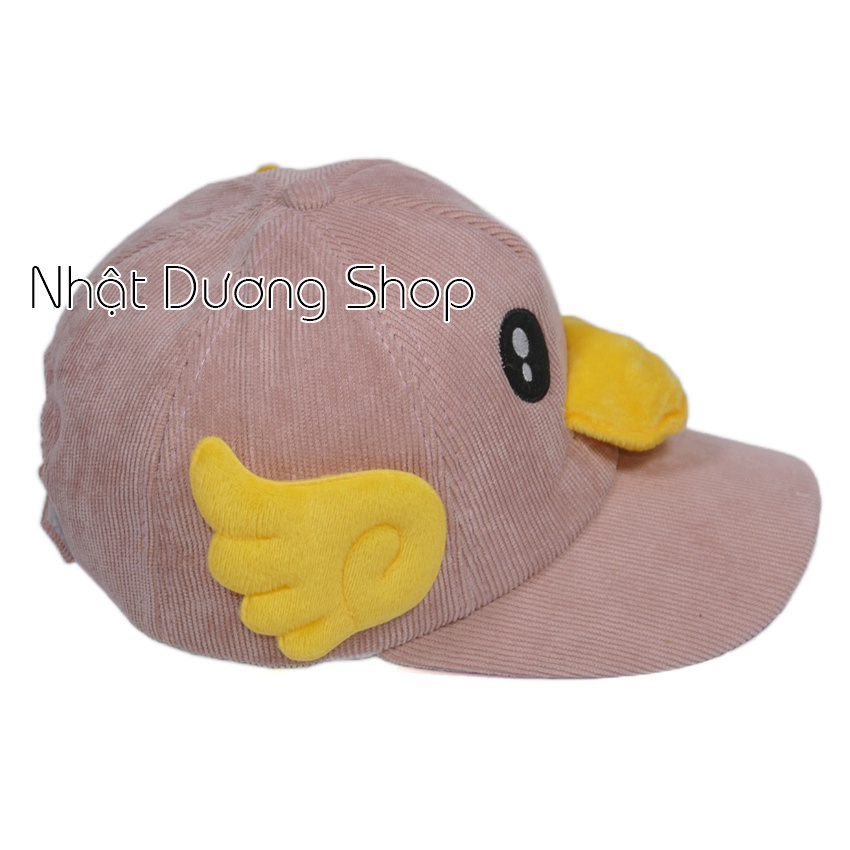 Nón kết trẻ em con vịt kêu Cạp Cạp, vài nhung mềm cho bé 2 đến 5 tuổi - Hồng êm ái dành cho bé