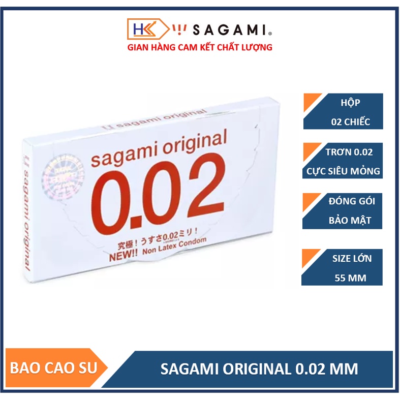 Bao cao su cực siêu mỏng Sagami Original 0.02mm - Hộp 2 cái