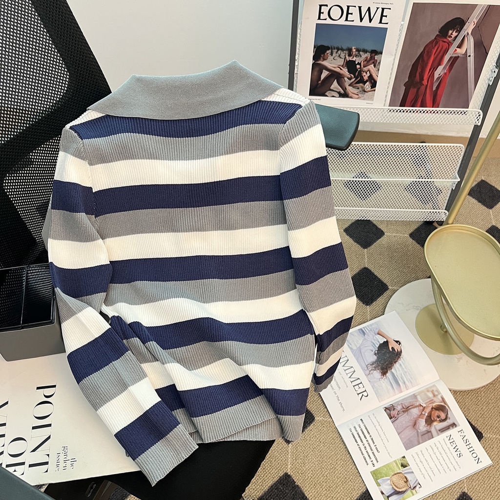 Áo Sơ Mi Dài Tay Họa Tiết Kẻ Sọc Phong Cách Phương Tây Mới Cho Nữ