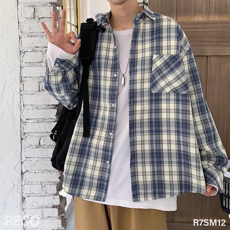 Áo sơ mi nam nữ Hàn Quốc cao cấp dáng rộng dài tay Shirt Loose R7SM12