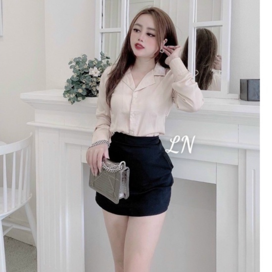Áo sơ mi lụa cổ vec _ Áo Sơ mi công sở