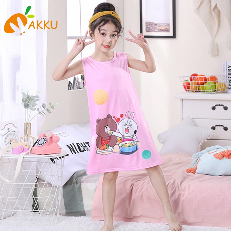 Đầm Ngủ In Hình Chuột mickey Đáng Yêu Cho Bé Gái akku