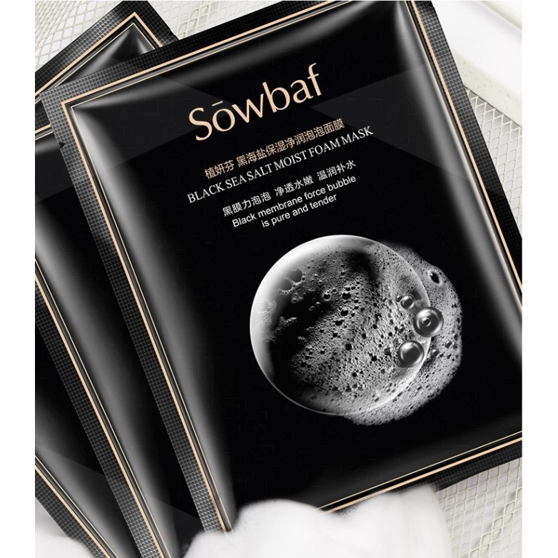 Mặt nạ sủi bọt SOWBAF thải độc Black Sea Salt Moist Foam Mask làm sạch lỗ chân lông mụn đầu đen giá tốt