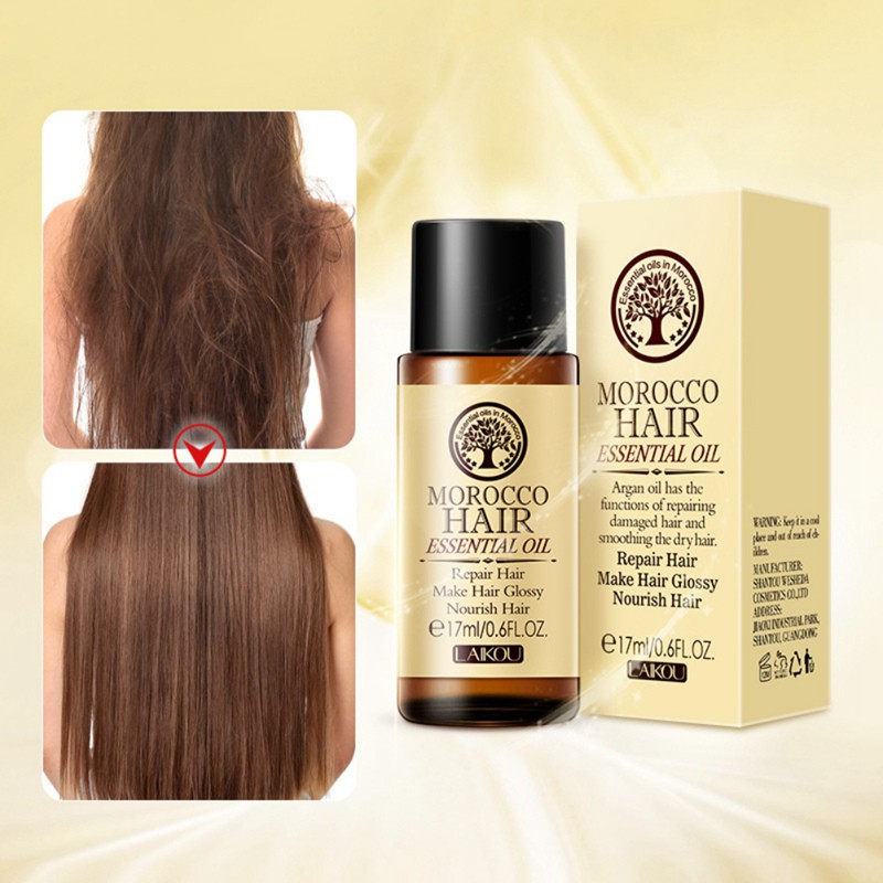 Morocco Argan Hair Essential Oil Nourishing Hair Scalp Repair Damaged Dry Split Hair Hair Care Oil 17ml