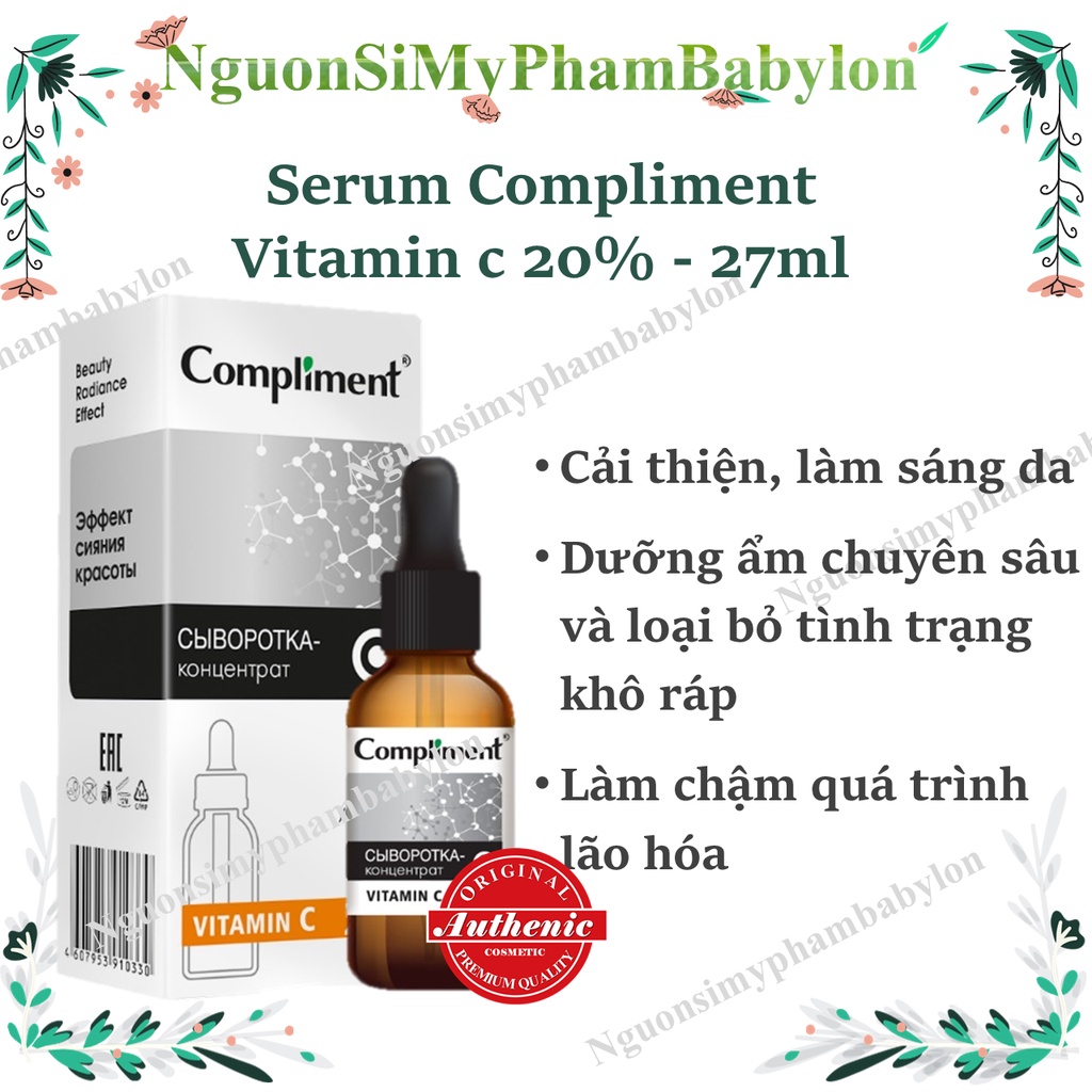 Serum Compliment Vitamin C 20% Sáng Da Mờ Thâm