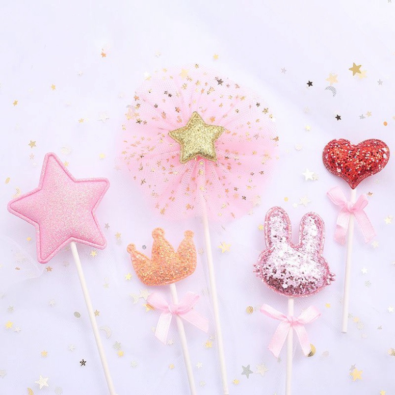 Set cắm tai thỏ hiện đại trang trí bánh kem sinh nhật
