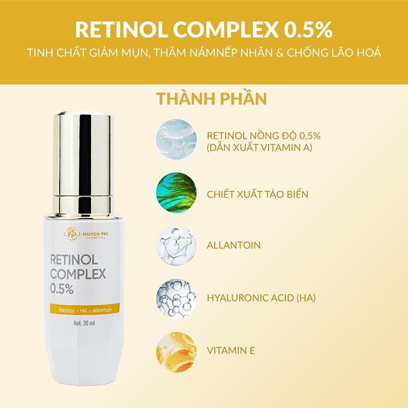 Kem dưỡng Retinol Complex tái tạo da, chống lão hoá, ngăn ngừa mụn 30ml