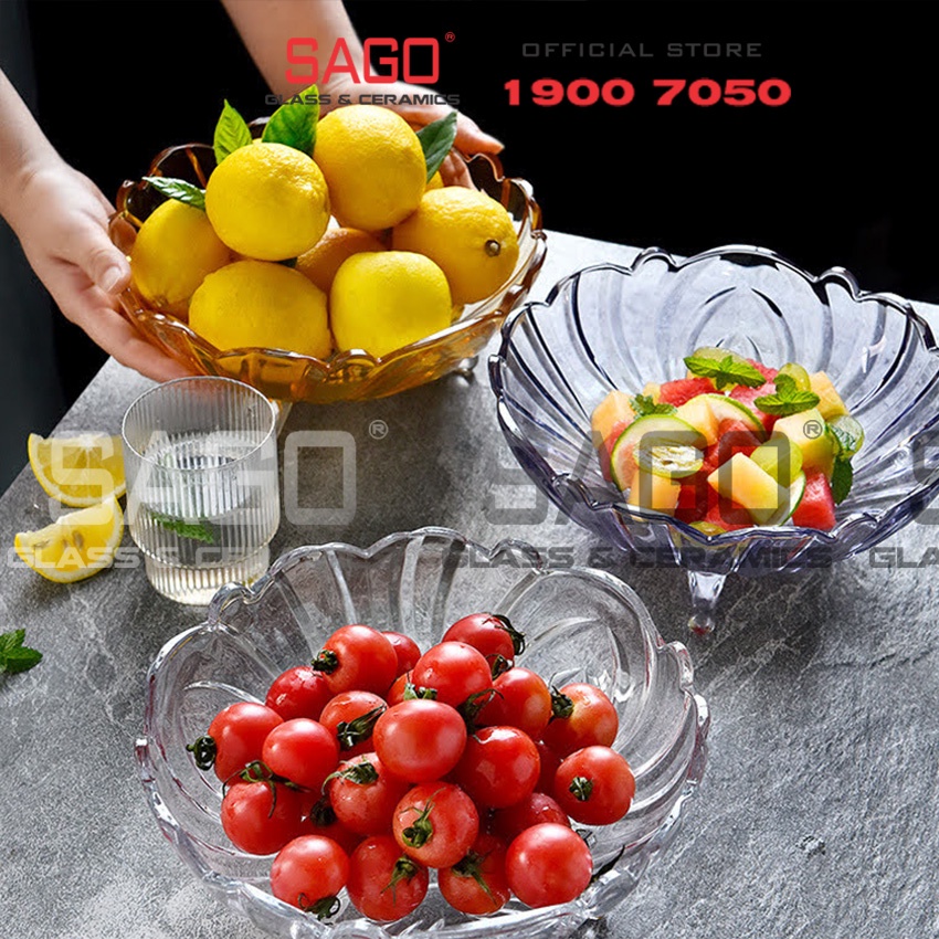 Đĩa Thủy Tinh Ba Chân Đựng mứt , Bánh kẹo | Tùy chọn Màu Sắc , Âu Thủy Tinh Cao cấp