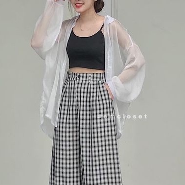 Áo 2 Dây Croptop JEM CLOSET Chất Liệu Thun Gân Style Sexy Ôm Body Mix Quần Baggy Siêu Tôn Dáng CICI 1408