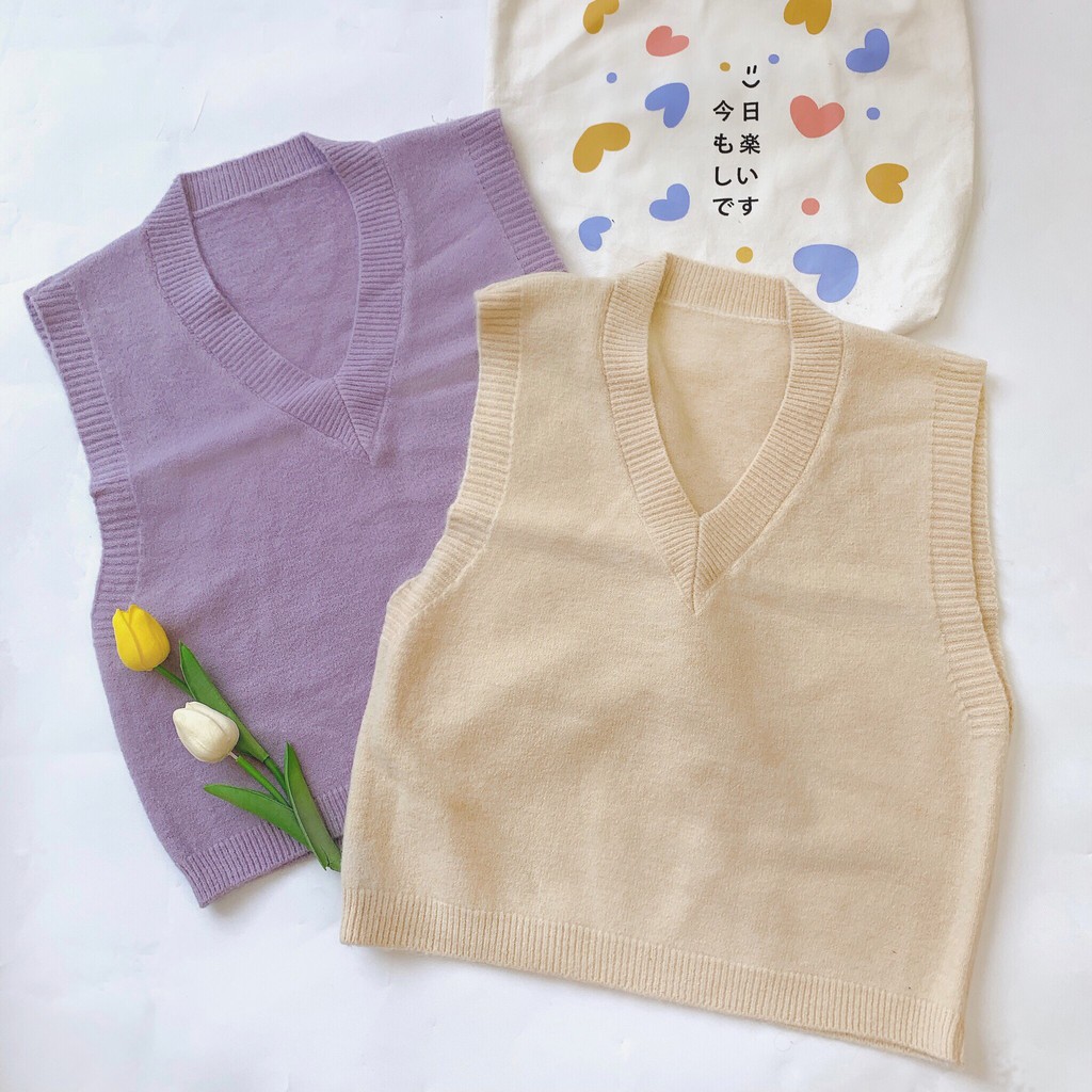 Áo gile len form vừa trơn chất liệu len dày dặn mix cùng sơ mi hoặc áo thun phù hợp với thời tiết mùa thu Friday | BigBuy360 - bigbuy360.vn