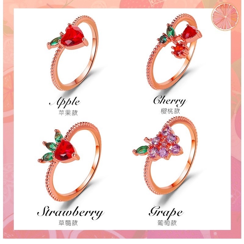 Ins Nhẫn Thời Trang Hình Trái Cây Màu Vàng Hồng Phong Cách Hàn Quốc Dễ Phối Đồ Phụ Kiện Cocojeelry Cho Nữ