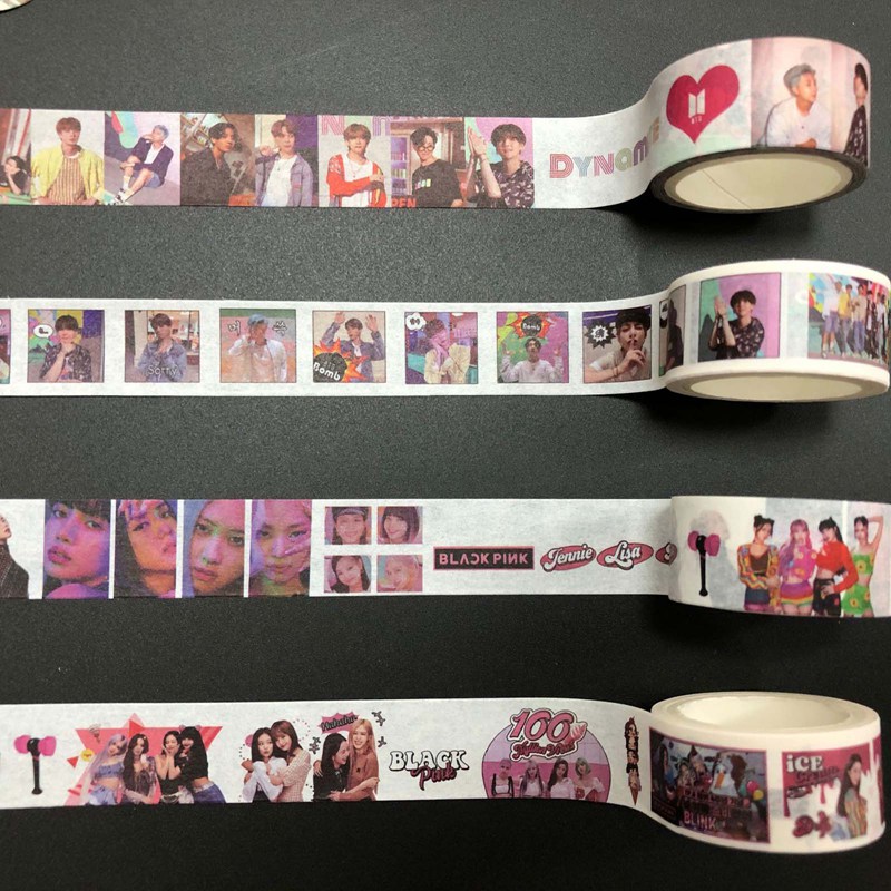 1 Cuộn Băng Keo In Hình Nhóm Nhạc Bts Blackpink 2cm X 5m