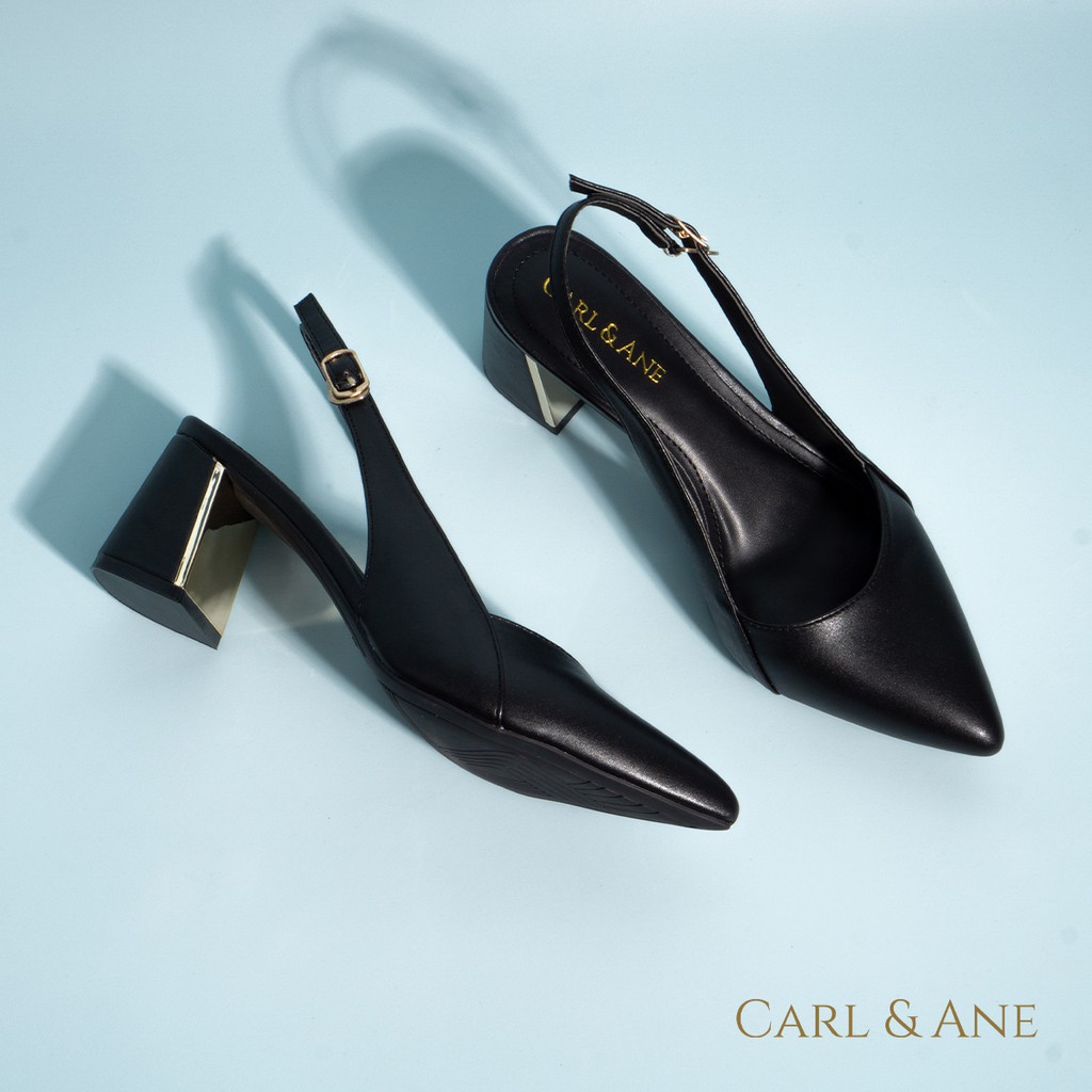 Carl & Ane - Giày cao gót nữ phối dây đơn giản thời trang màu đen _ CL001