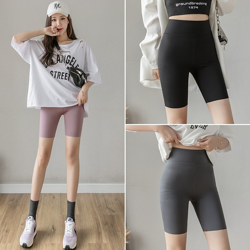 Quần Legging Thể thao nữ Cạp cao Cao cấp Hàn Quốc Quần Đùi Cạp cao Biker Tập Gym Yoga Aerobic Mùa Hè