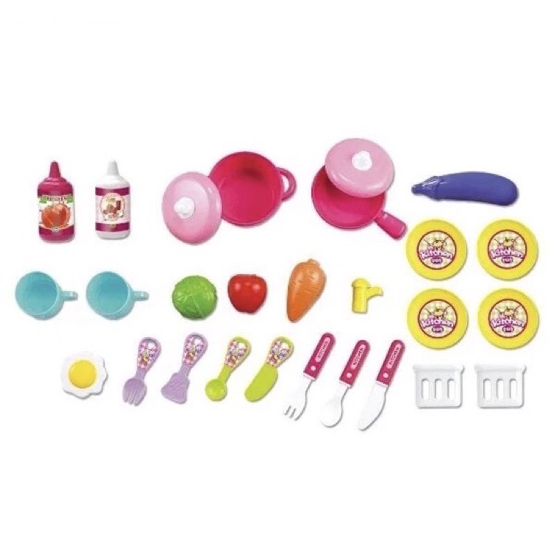 Bộ Đồ Chơi Nấu Ăn-Vali kéo làm bếp-Little Chef Set-Màu Hồng