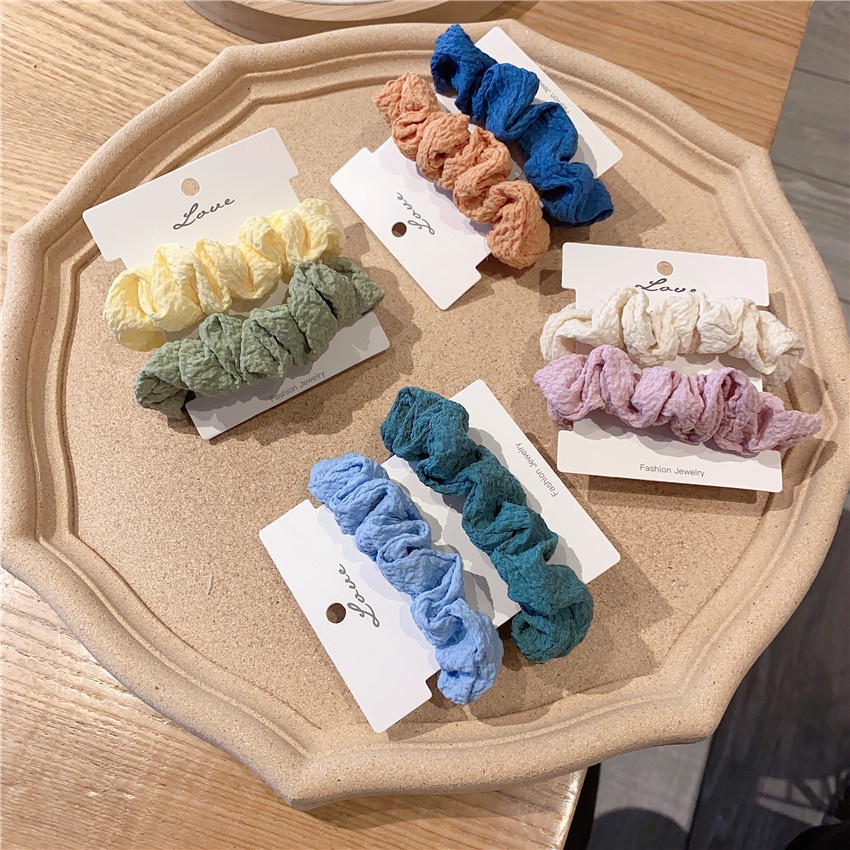 Combo 2 dây cột tóc vải nhúng màu pastel đơn giản nhẹ nhàng cho nữ CB04