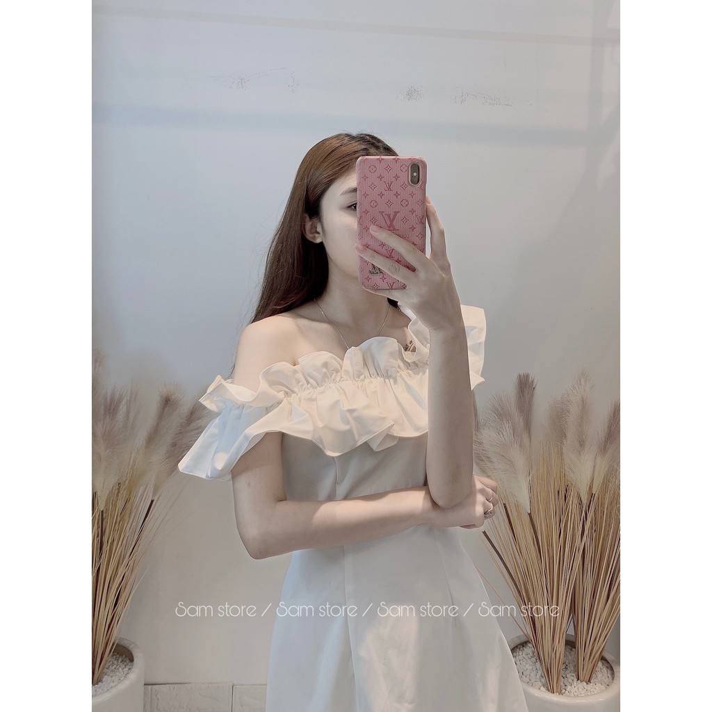 Đầm-váy bèo vai trắng