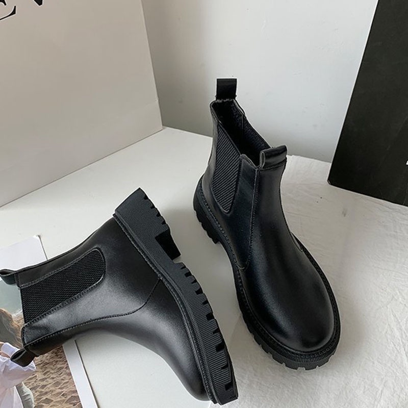 Giày bốt da IELGY cao gót phong cách Hàn Quốc năng động cá tính dành cho nữ