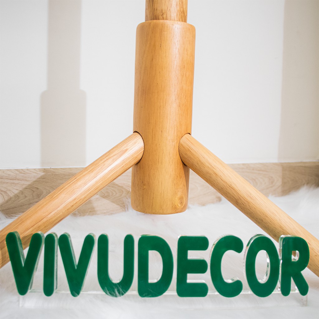 Móc treo quần áo Vivudecor gỗ đứng decor trang trí phòng ngủ nhà 8 nhánh màu tự nhiên TQ