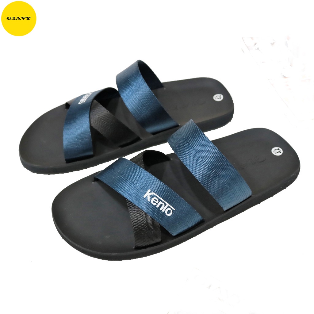 Dép nam quai chéo, vải bố phối màu đơn giản DTL427 - GIAVY