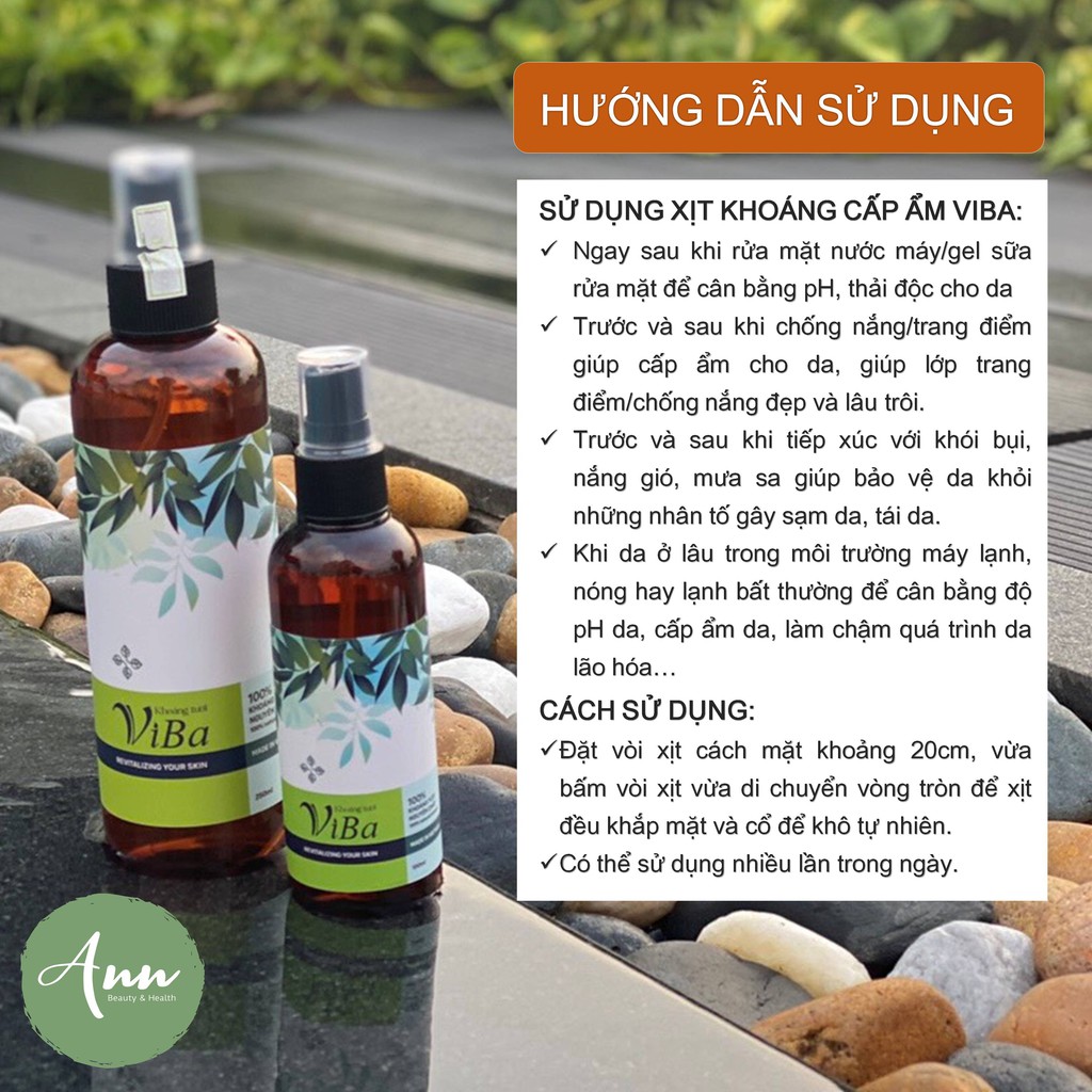 Xịt khoáng tươi ViBa 250ml cấp ẩm, dưỡng da, làm dịu, cân bằng da – Đại lý chính hãng Annshop