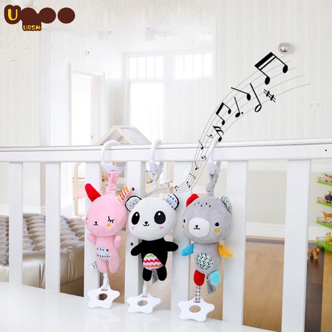 Đồ Chơi Thú Nhồi Bông Treo Giường Ngủ/Xe Đẩy Em Bé Hình Gấu/Thỏ Dễ Thương