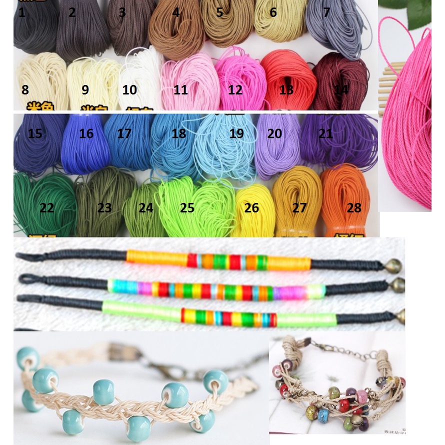 Bó 90met dây sáp wax Đài Loan không thấm nước đan vòng tay, trang trí handmade 40 màu để chọn