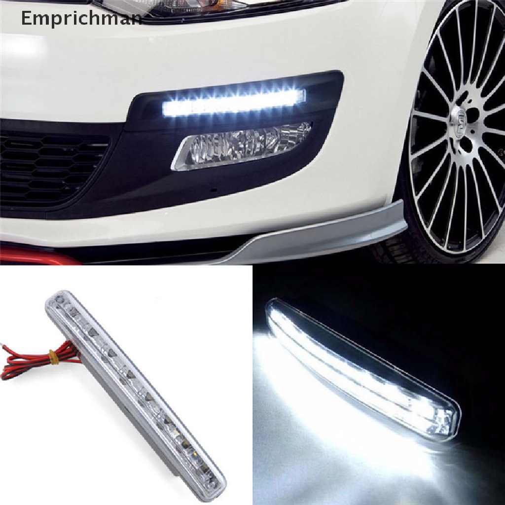 Đèn LED Drl 8 Bóng Ánh Sáng Trắng Cho Xe Hơi