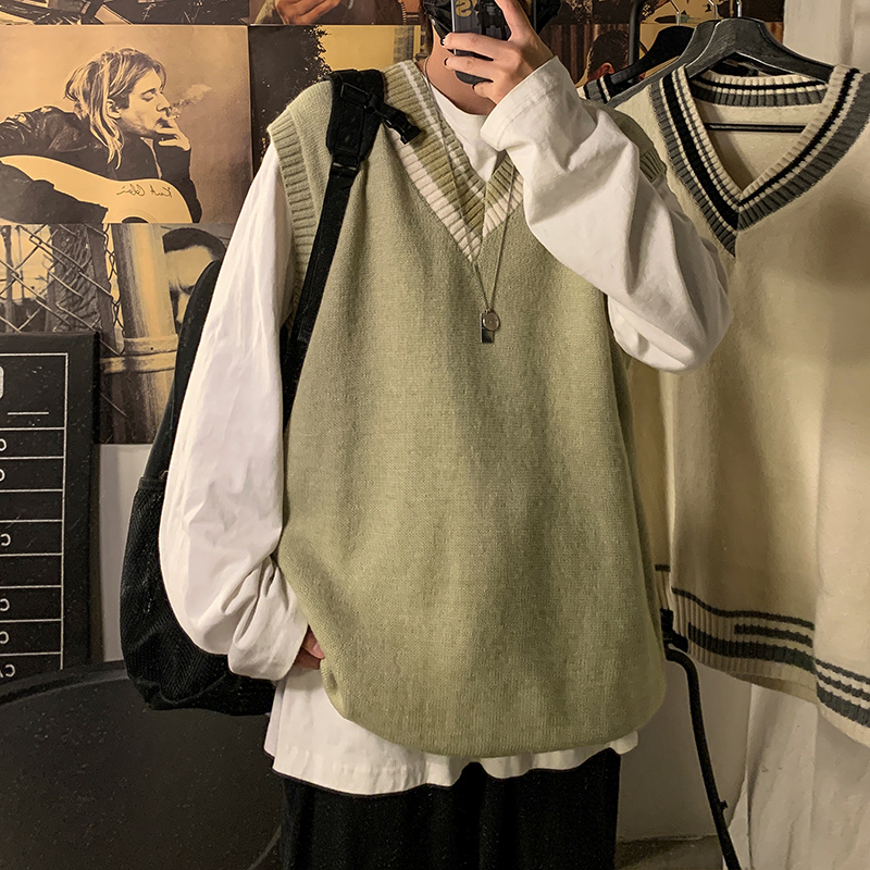 Áo len nam không tay cổ chữ V dáng rộng phong cách hàn Quốc xe tăng cho và nữ bigsize fashion áo len dệt kim áo vest unisexáo cặp áo không tay sweater