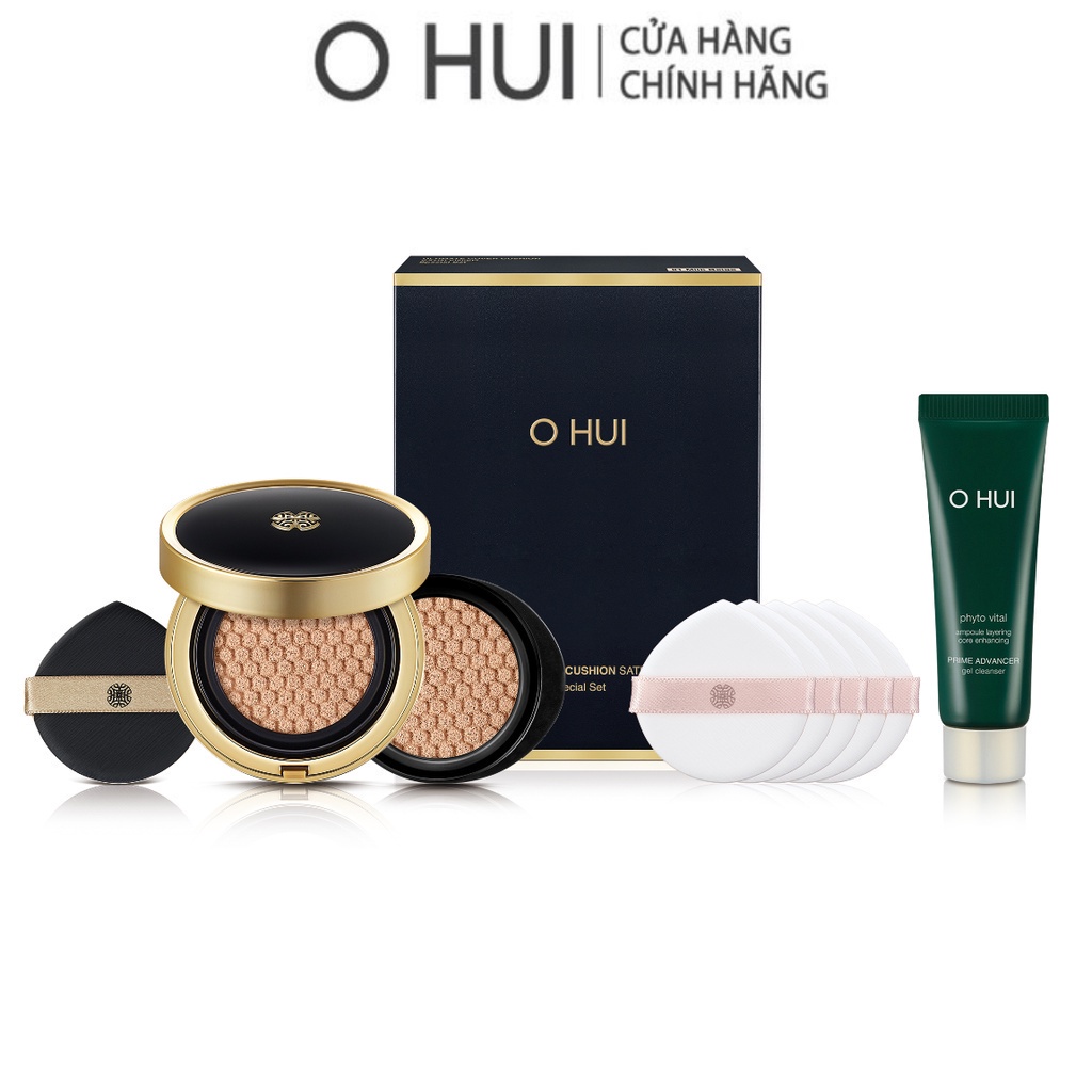 Set Phấn nước che khuyến điểm dưỡng trắng chống lão hóa O HUI Ultimate Cover Cushion Satin Finish- Màu số 01