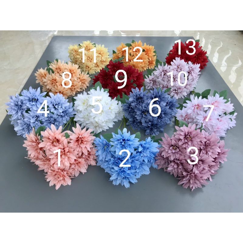 Cụm hoa hồng cánh nhọn-Hoa cúc phale 9 bông trang trí, cắm bình