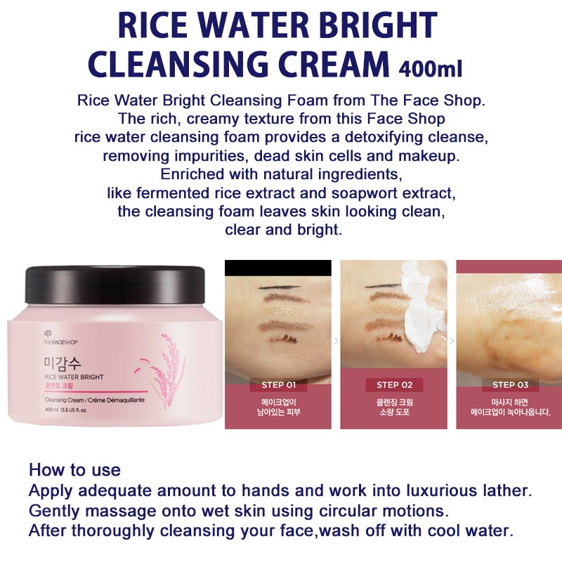 The Face Shop Rice Water Bright Cleansing Foam Cream Oil