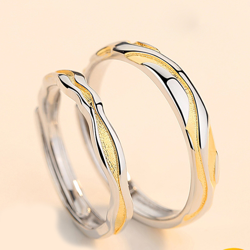 FOREVER 1 Nhẫn Đôi Mạ Vàng Phong Cách Hàn Quốc