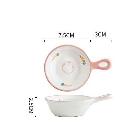 Chén Dĩa Dễ Thương Đĩa Sứ Set Bát Đĩa Decor Bát Ăn Cơm Chén Sứ Đẹp Thỏ Hồng Cute B45