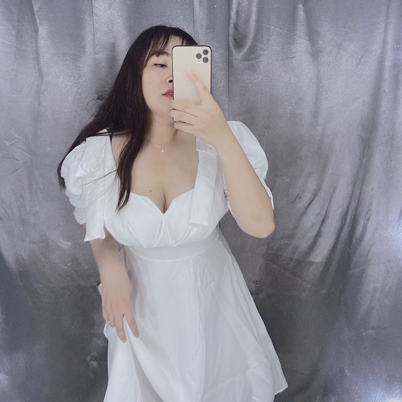 Đầm nơ vai bigsize 60-90kg hình mẫu chụp thật 100%