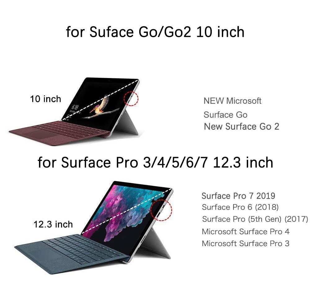 Bàn Phím Bluetooth Không Dây Cho Microsoft Surface Pro 7 / Pro 6 / Surface Pro 5 (Pro 2017) / Pro 4 / Pro 3 / Go / New Surface Go2