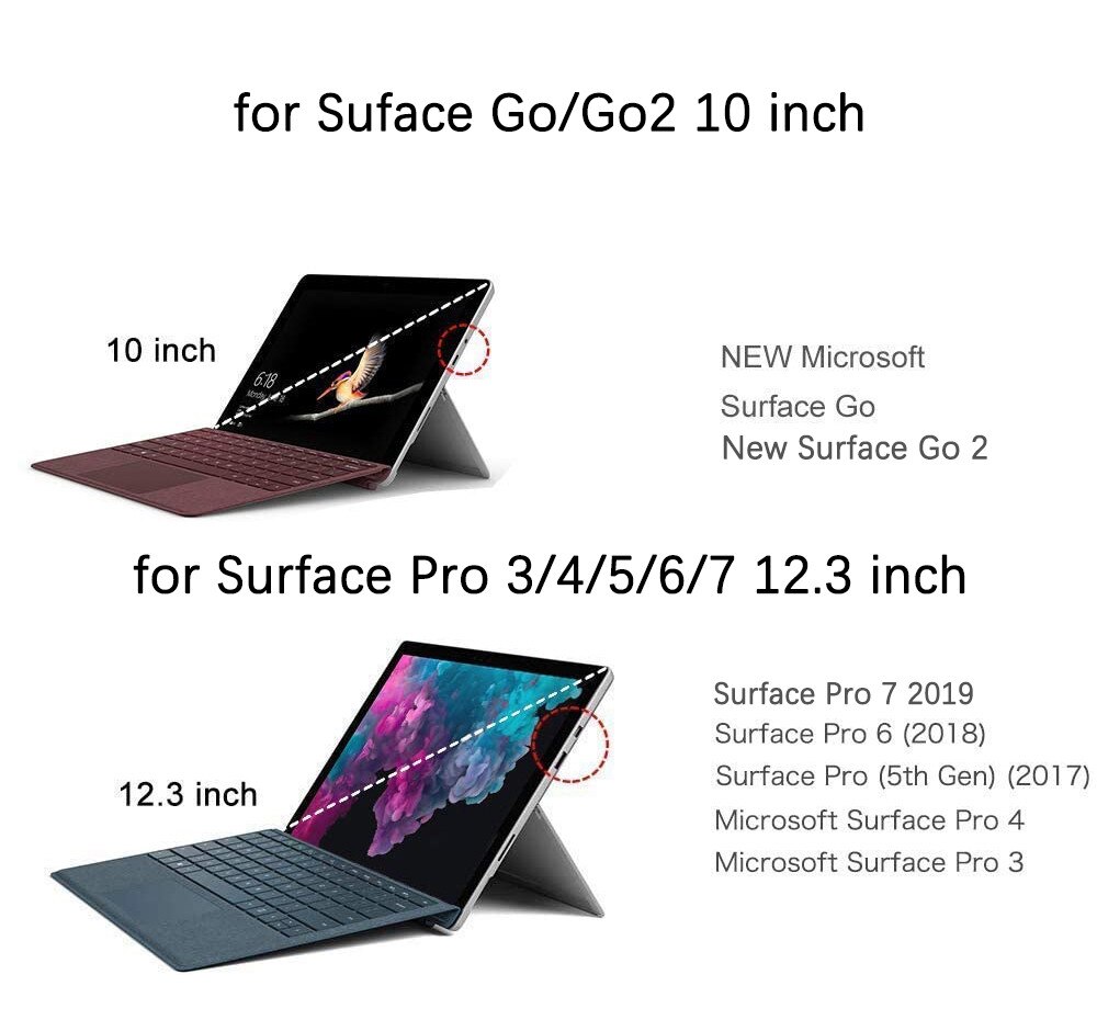 Bàn Phím Bluetooth Không Dây Cho Microsoft Surface Pro 7 / Pro 6 / Surface Pro 5  / Pro 4 / Pro 3 / Go / New Surface Go2