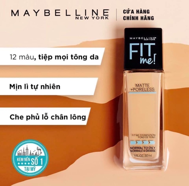 Kem nền Maybelline Fit Me matte + poreless (30ml) - USA