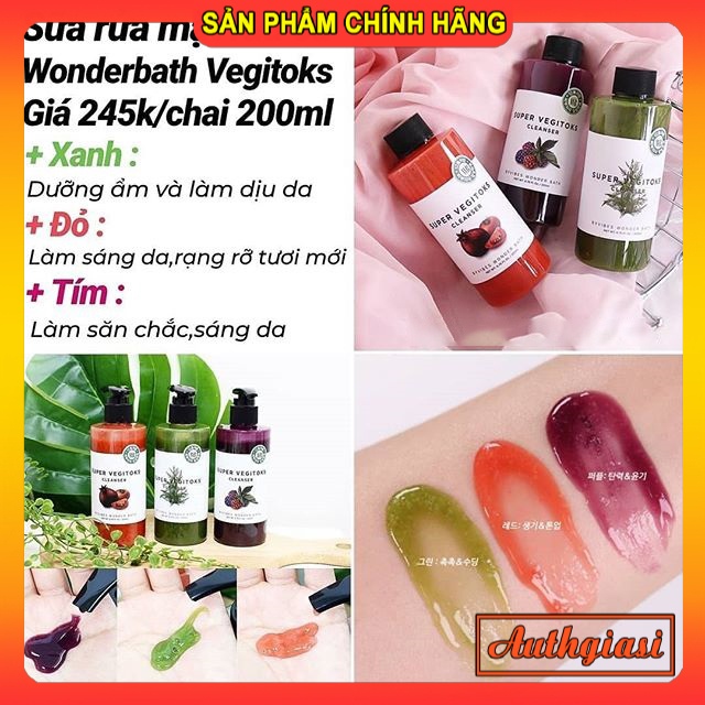 Sữa rửa mặt rau củ SRM Byvibes Wonder Bath Super Vegitoks Cleanser sủi bọt thải độc 300ml