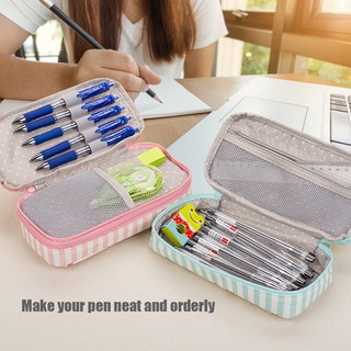 Bóp Viết Vải Kẻ Sọc Dễ Thương Cho Nữ