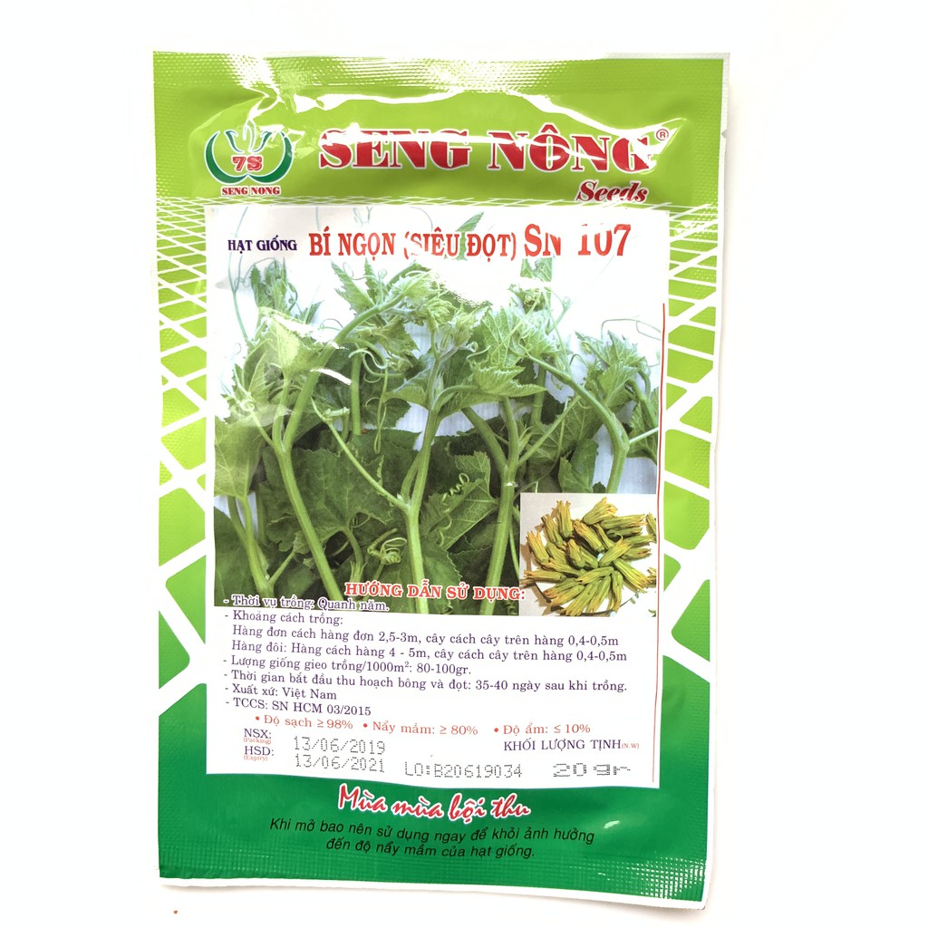 Hạt Giống Bí Ngọn ( siêu đọt) gói 20gr, hat giong rau sach thuy canh