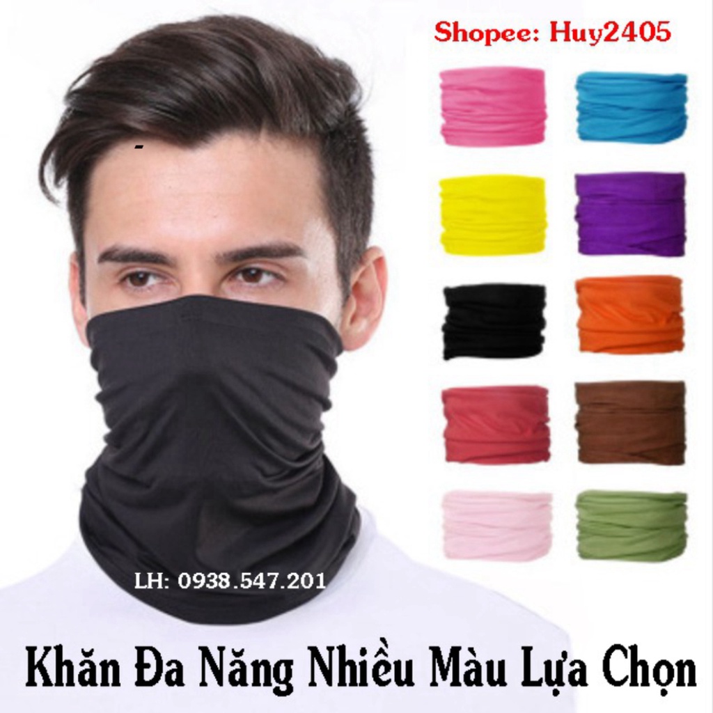 Khăn Phượt Đa Năng trùm đầu bịt mặt chống nắng chống bụi nhiều màu trơn