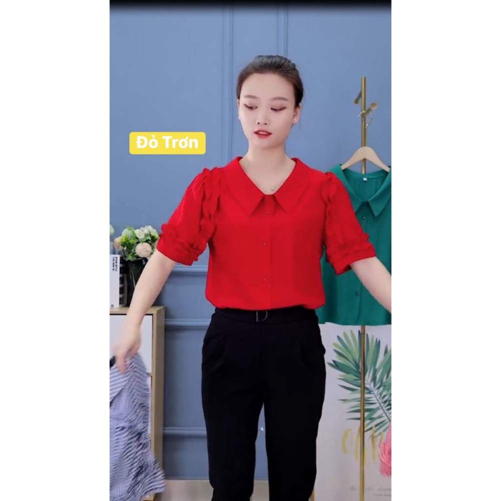 Áo Sơ Mi Nữ tay bồng, Áo kiểu nữ công sở thời trang chất vải đẹp không nhăn thoáng mát