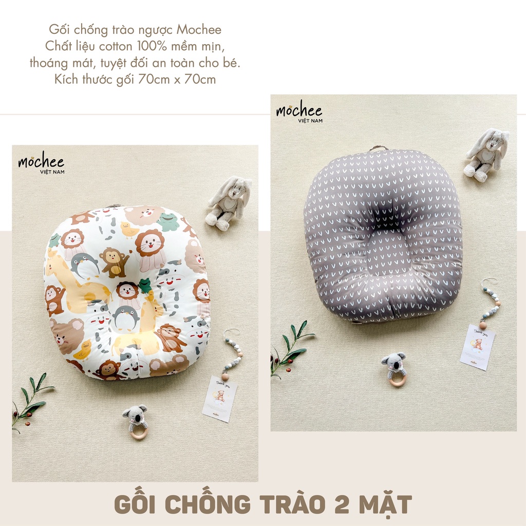MOCHEE gối chống trào ngược cotton 2 mặt