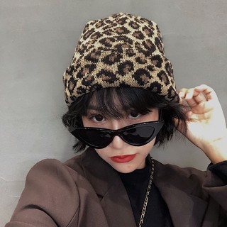 Mũ Len Dệt Kim In Họa Tiết Da Báo Phong Cách Hàn Quốc Thời Trang Thu Đông Ấm Áp Cho Nữ