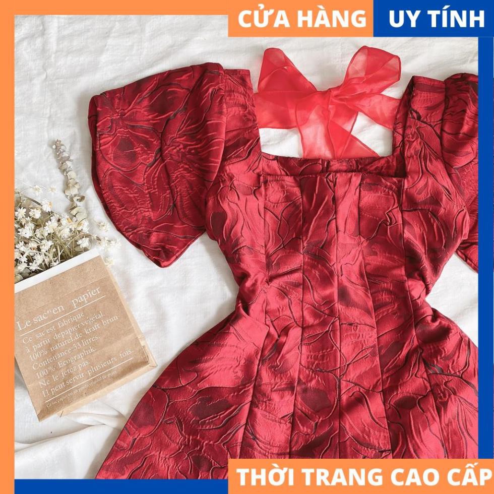 Đầm gấm dáng xòe cột nơ lưng sang chảnh - Funter Dress [HÀNG CAO CẤP]