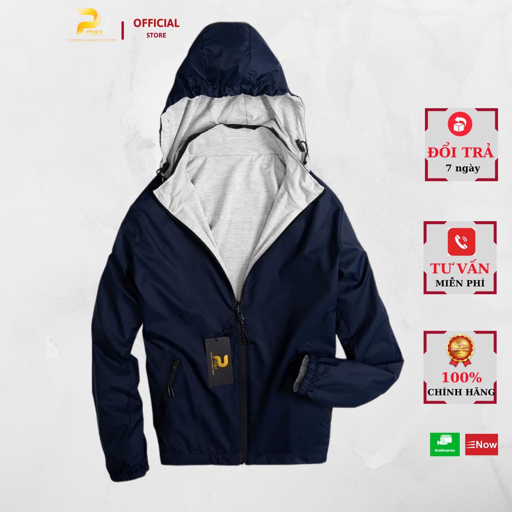 [FULL HỘP] Áo Gió Lót Cotton Vải Vân Gạo Cao cấp Pmax Nam Nữ, Mũ Tháo Rời, Chống Nước, Chống Gió, Ph