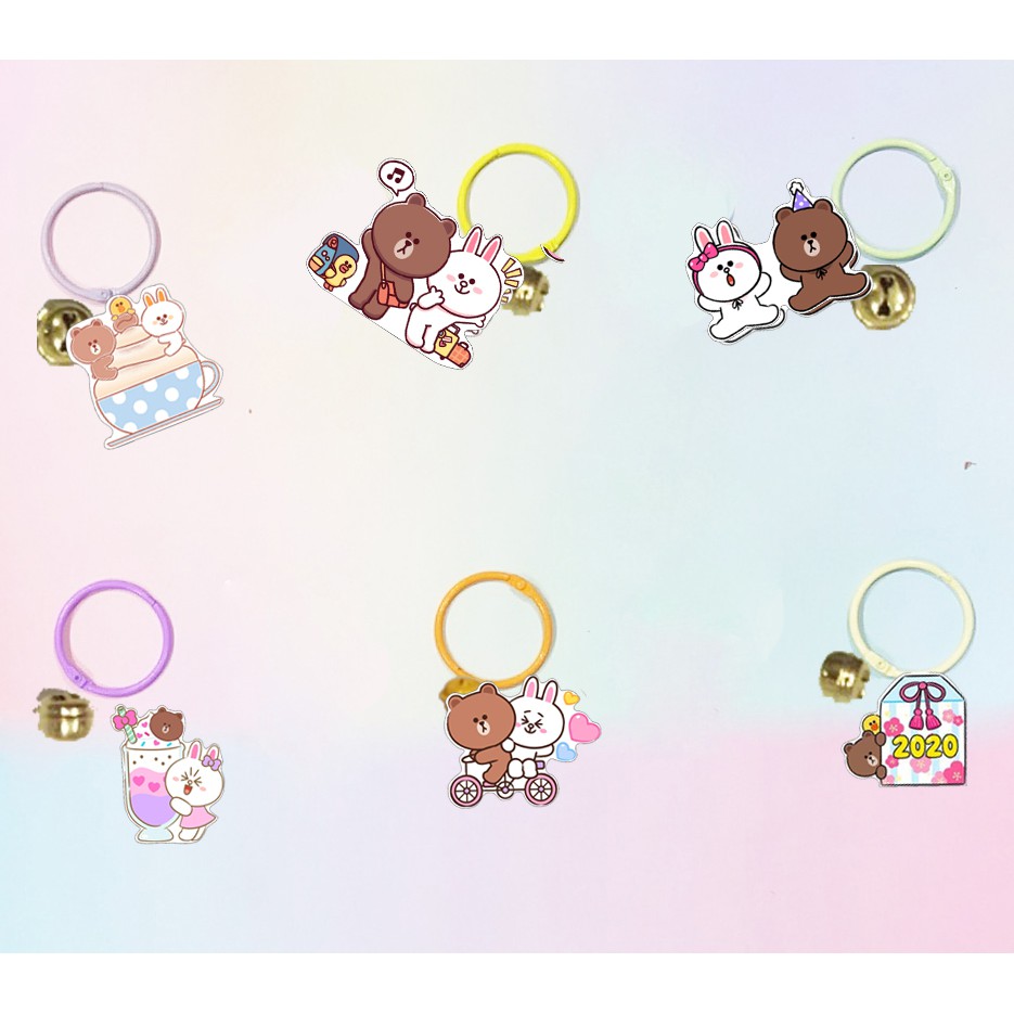 Móc khoá gấu brown thỏ cony vịt sally dẹt vòng MKI7 móc khoá cute móc khoá dễ thương